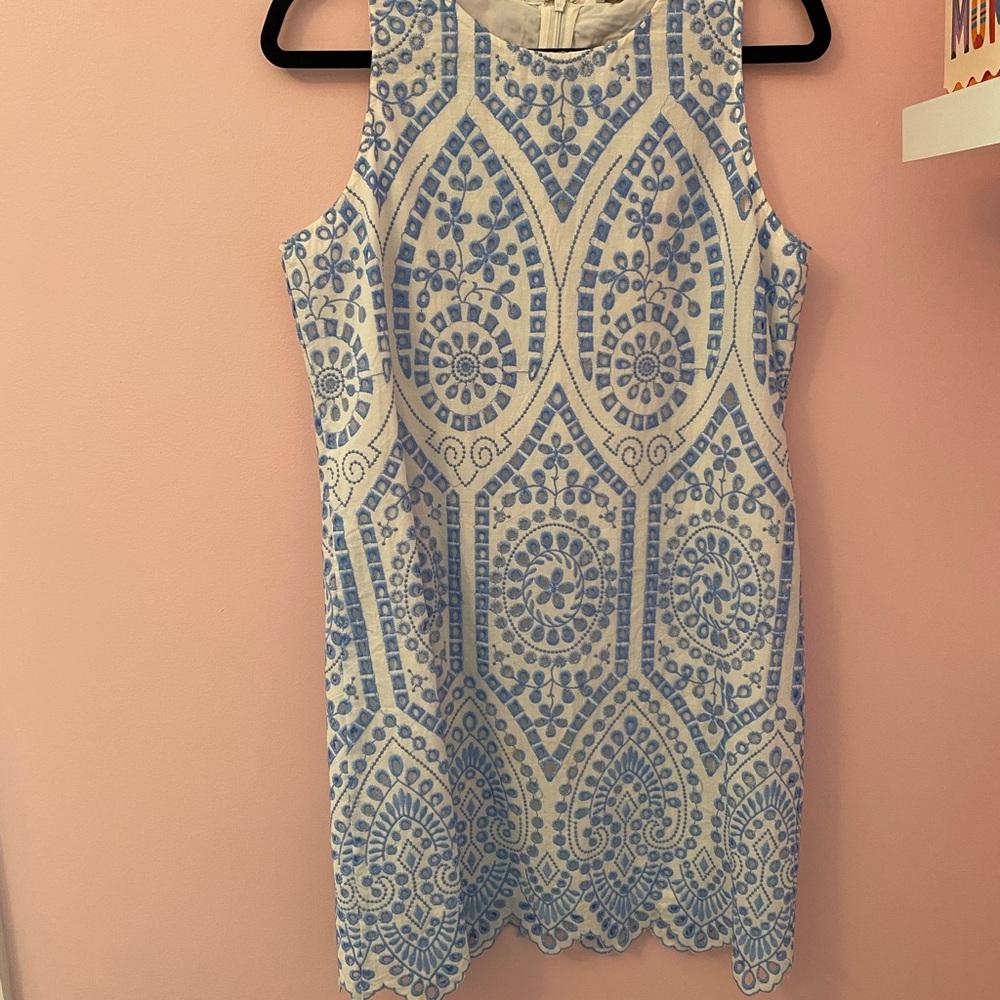 Blue and White Patterned Dress